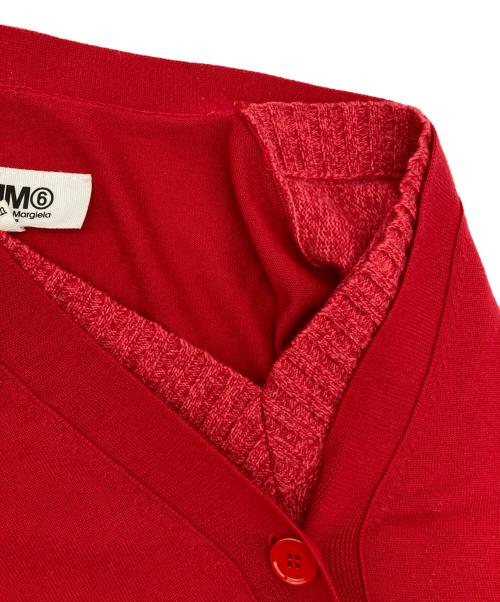 MM6 Maison Margiela（エムエムシックスメゾンマルジェラ）MM6 Maison Margiela (エムエムシックスメゾンマルジェラ) レイヤードロングカーディガン レッド サイズ:Mの古着・服飾アイテム