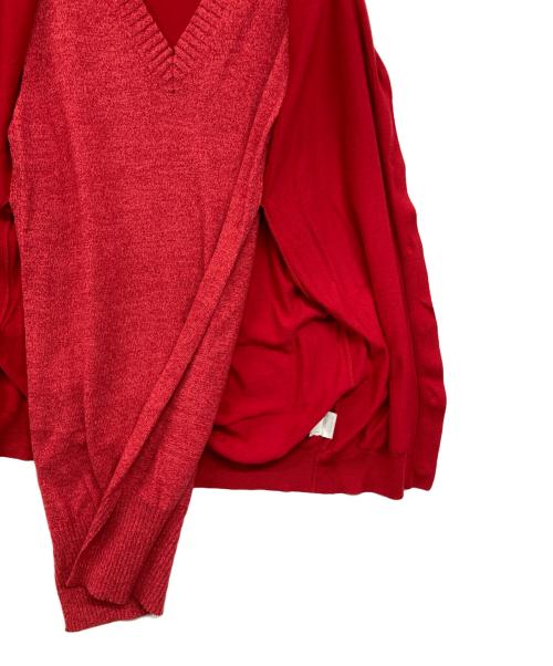 MM6 Maison Margiela（エムエムシックスメゾンマルジェラ）MM6 Maison Margiela (エムエムシックスメゾンマルジェラ) レイヤードロングカーディガン レッド サイズ:Mの古着・服飾アイテム