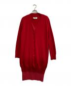 MM6 Maison Margielaエムエムシックスメゾンマルジェラ）の古着「レイヤードロングカーディガン」｜レッド