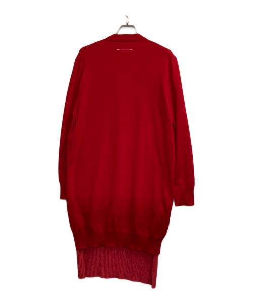 MM6 Maison Margiela（エムエムシックスメゾンマルジェラ）MM6 Maison Margiela (エムエムシックスメゾンマルジェラ) レイヤードロングカーディガン レッド サイズ:Ｍの古着・服飾アイテム