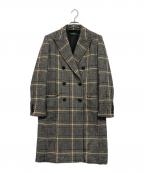 LAUREN RALPH LAURENローレンラルフローレン）の古着「グレンチェックダブルコート」｜グレー