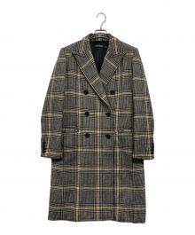 LAUREN RALPH LAUREN（ローレンラルフローレン）の古着「グレンチェックダブルコート」｜グレー