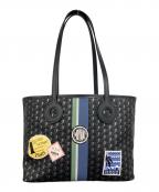 MOYNATモワナ）の古着「オン ザ ロードトートバッグ」｜グレー×ネイビー（カーボン・シルバーカラ