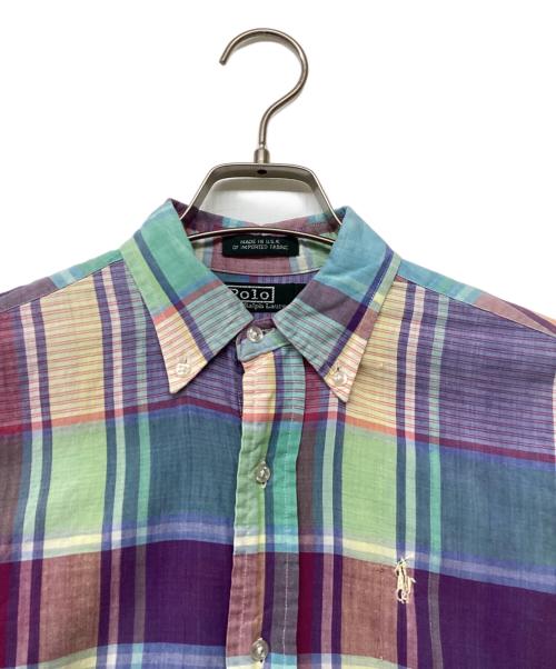 POLO RALPH LAUREN（ポロ・ラルフローレン）POLO RALPH LAUREN (ポロ・ラルフローレン) USA製ポニー刺繍チェックシャツ パープル サイズ:16の古着・服飾アイテム