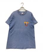 FRUIT OF THE LOOMフルーツオブザルーム）の古着「90s ヴィンテージ シングルステッチ POWELL BONES 覗きスカル Tシャツ」｜ネイビー