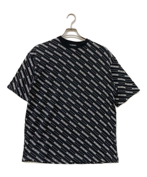 BALENCIAGA（バレンシアガ）BALENCIAGA (バレンシアガ) 19ssオールオーバーロゴ ライン Tシャツ ブラック サイズ:SIZEXSの古着・服飾アイテム