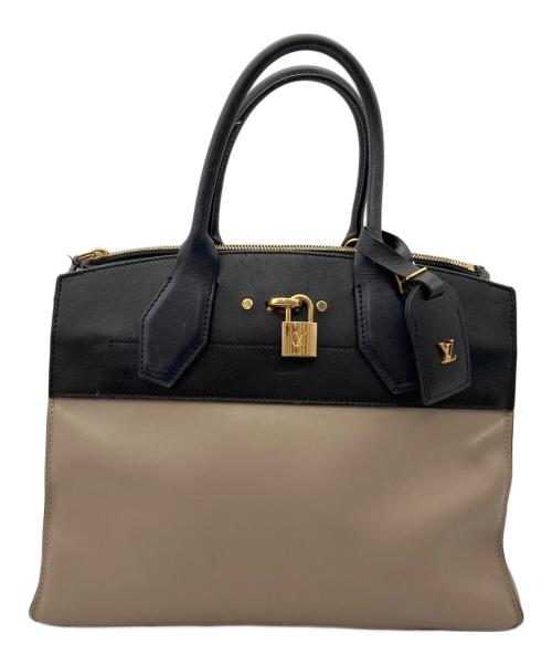 LOUIS VUITTON（ルイ ヴィトン）LOUIS VUITTON (ルイ ヴィトン) シティ スティーマーMMハンドバッグ ベージュ×ブラックの古着・服飾アイテム