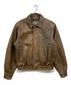 wilsons leatherウィルソンズレザー）の古着「バック星条旗プリントレザージャケット」｜ブラウン