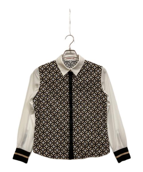 DRESSTERIOR（ドレステリア）DRESSTERIOR (ドレステリア) オーバーラップサークル ブラウス ホワイト サイズ:38の古着・服飾アイテム