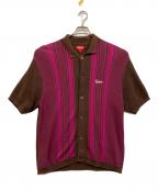 SUPREMEシュプリーム）の古着「Stripe Button Up Polo」｜ピンク×ブラウン