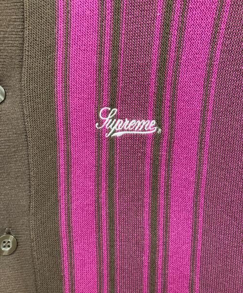 SUPREME（シュプリーム）Supreme (シュプリーム) Stripe Button Up Polo ピンク×ブラウン サイズ:Mの古着・服飾アイテム