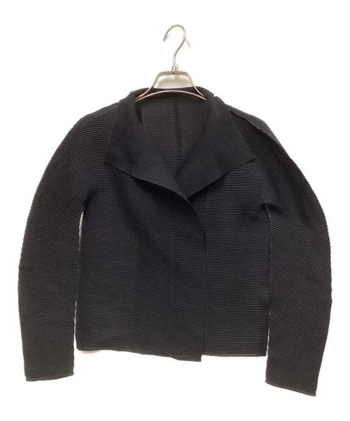 me ISSEY MIYAKE（ミーイッセイ ミヤケ）me ISSEY MIYAKE (ミーイッセイ ミヤケ) ワッフルプリーツカーディガン ブラック サイズ:-の古着・服飾アイテム