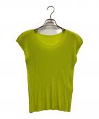 PLEATS PLEASEプリーツプリーズ）の古着「プリーツノースリーブカットソー」｜ライム