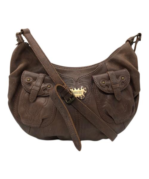 ANNA SUI（アナスイ）ANNA SUI (アナスイ) レザーショルダーバッグ ブラウンの古着・服飾アイテム