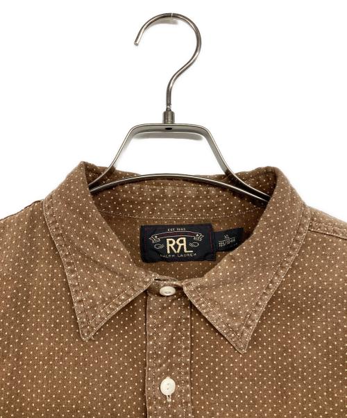 RRL（ダブルアールエル）RRL (ダブルアールエル) リネンコットンドットシャツ ブラウン サイズ:XLの古着・服飾アイテム