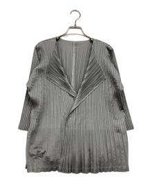 PLEATS PLEASE（プリーツプリーズ）の古着「プリーツカーディガン」｜グレー