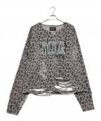 GRANCYグランシー）の古着「総柄ラインストーングラフィックロンT」｜グレー