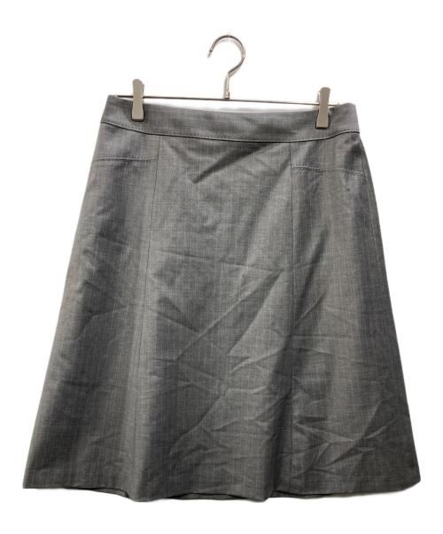 23区（ニジュウサンク）23区 (ニジュウサンク) ファインネスウールストライプセットアップスーツ グレー サイズ:42の古着・服飾アイテム