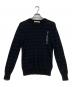 GIVENCHY（ジバンシィ）の古着「ロゴ刺繍ボーダーカシミヤニット」｜ブラック×ネイビー