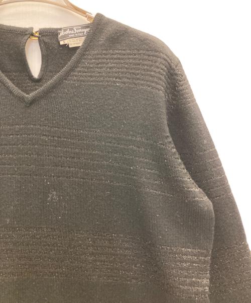 Salvatore Ferragamo（サルヴァトーレ フェラガモ）Salvatore Ferragamo (サルヴァトーレ フェラガモ) ヴァラボタンニット ブラック サイズ:Sの古着・服飾アイテム