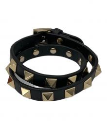 VALENTINO（ヴァレンティノ）の古着「スタッズブレスレット」｜ブラック×ゴールド