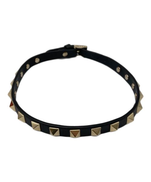 VALENTINO（ヴァレンティノ）VALENTINO (ヴァレンティノ) スタッズブレスレット ブラック×ゴールドの古着・服飾アイテム