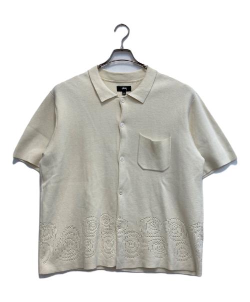 stussy（ステューシー）stussy (ステューシー) Perforated Swirl Knit Shirt アイボリー サイズ:Lの古着・服飾アイテム