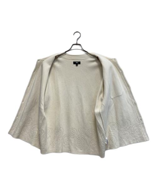 stussy（ステューシー）stussy (ステューシー) Perforated Swirl Knit Shirt アイボリー サイズ:Lの古着・服飾アイテム