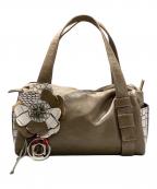 BEAUGRANDボーグラン）の古着「バニラクロコフラワーコサージュ付きハンドバッグ」｜ベージュ