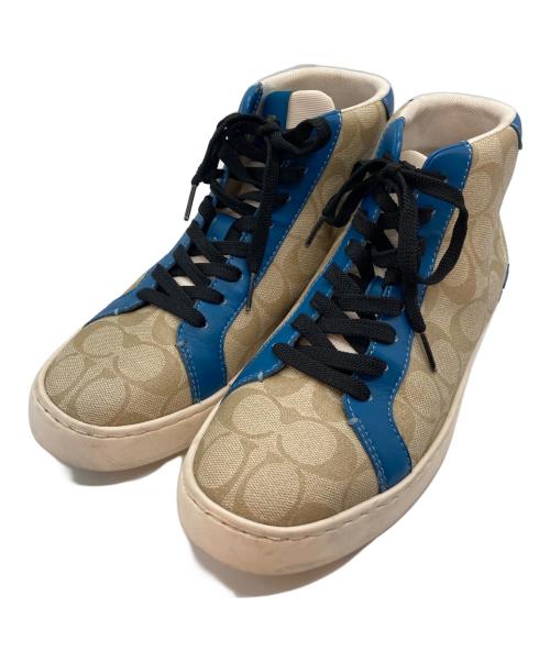 COACH（コーチ）COACH (コーチ) クリップ ハイ トップ スニーカー・シグネチャー キャンバス ベージュ サイズ:US8Dの古着・服飾アイテム