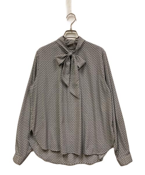 SOEJU（ソージュ）SOEJU (ソージュ) チェーン柄ボウタイブラウス グレー サイズ:Mの古着・服飾アイテム