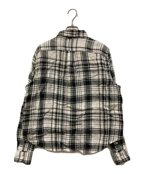 POLO RALPH LAUREN（ポロ・ラルフローレン）POLO RALPH LAUREN (ポロ・ラルフローレン) リネンシャツ ホワイト×ブラック サイズ:Lの古着・服飾アイテム
