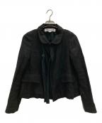 COMME des GARCONS COMME des GARCONSコムデギャルソン コムデギャルソン）の古着「丸襟フロントレースリネンジャケット」｜ブラック