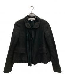 COMME des GARCONS COMME des GARCONS（コムデギャルソン コムデギャルソン）の古着「丸襟フロントレースリネンジャケット」｜ブラック