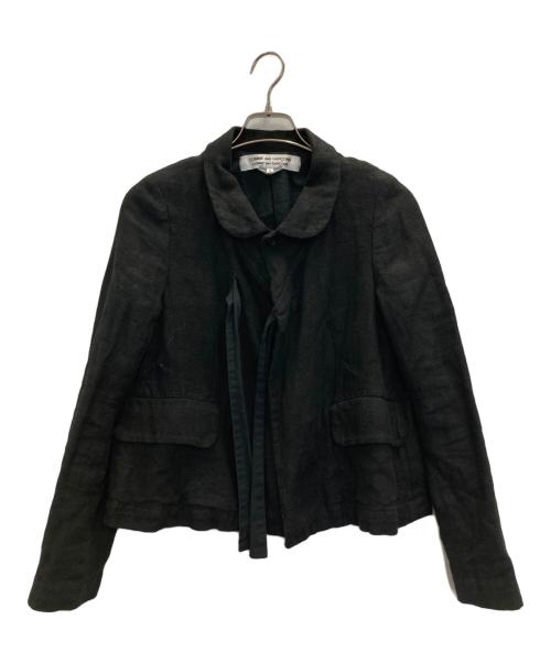 COMME des GARCONS COMME des GARCONS（コムデギャルソン コムデギャルソン）COMME des GARCONS COMME des GARCONS (コムデギャルソン コムデギャルソン) 丸襟フロントレースリネンジャケット ブラック サイズ:Sの古着・服飾アイテム