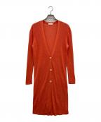 BALLSEYボールジィ）の古着「ペーパーリネン ロングカーディガン」｜オレンジ