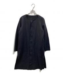 GALERIE VIE（ギャルリーヴィー）の古着「カシミヤ混ノーカラーフロントジップコート」｜ネイビー