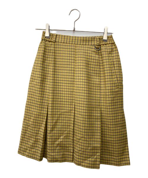 Christian Dior Sports（クリスチャン ディオールスポーツ）Christian Dior Sports (クリスチャン ディオールスポーツ) チェックプリーツスカート イエロー サイズ:不明の古着・服飾アイテム
