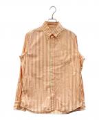 INDIVIDUALIZED SHIRTSインディビジュアライズドシャツ）の古着「ストライプBDシャツ」｜オレンジ×ピンク