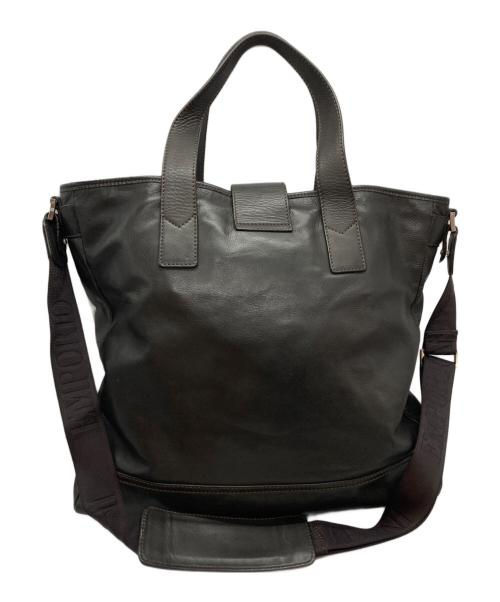 EMPORIO ARMANI（エンポリオ アルマーニ）EMPORIO ARMANI (エンポリオアルマーニ) カーフレザー2wayトートバッグ ブラウンの古着・服飾アイテム