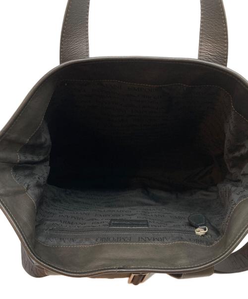 EMPORIO ARMANI（エンポリオ アルマーニ）EMPORIO ARMANI (エンポリオアルマーニ) カーフレザー2wayトートバッグ ブラウンの古着・服飾アイテム