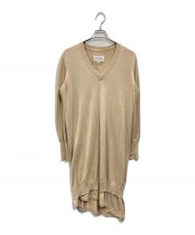Maison Maritin Margiela（-）の古着「レイヤードデザインvネックニットワンピース」｜ベージュ