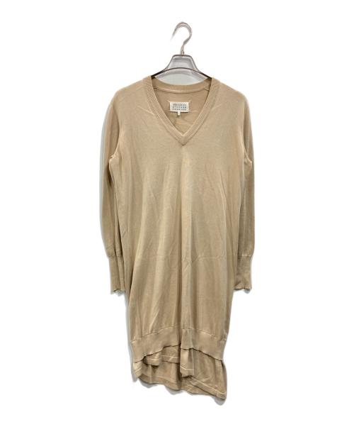 Maison Maritin Margiela（-）Maison Maritin Margiela (-) レイヤードデザインvネックニットワンピース ベージュ サイズ:Mの古着・服飾アイテム