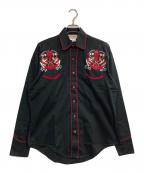 Rockmount Ranch Wearロックマウントランチウェア）の古着「刺繍ウエスタンシャツ」｜ブラック