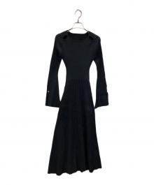 eimy istoire（エイミーイストワール）の古着「リブニットフレアワンピース」｜ブラック