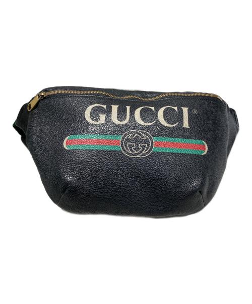 GUCCI（グッチ）GUCCI (グッチ) シェリーラインロゴプリントボディーバッグ ブラック サイズ:-の古着・服飾アイテム