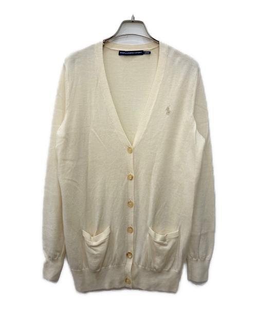 RALPH LAUREN SPORT（ラルフローレン スポーツ）RALPH LAUREN SPORT (ラルフローレン スポーツ) ポニー刺繍vネックメリノウールカーディガン ベージュ サイズ:Ｌの古着・服飾アイテム
