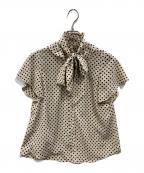 Loulou Willoughbyルルウィルビー）の古着「デシンドットフレアスリーブブラウス」｜ベージュ