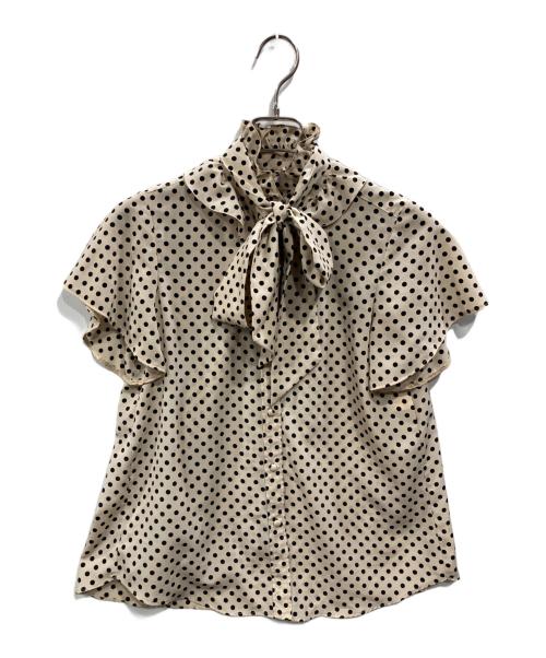 Loulou Willoughby（ルルウィルビー）Loulou Willoughby (ルルウィルビー) デシンドットフレアスリーブブラウス ベージュ サイズ:2の古着・服飾アイテム