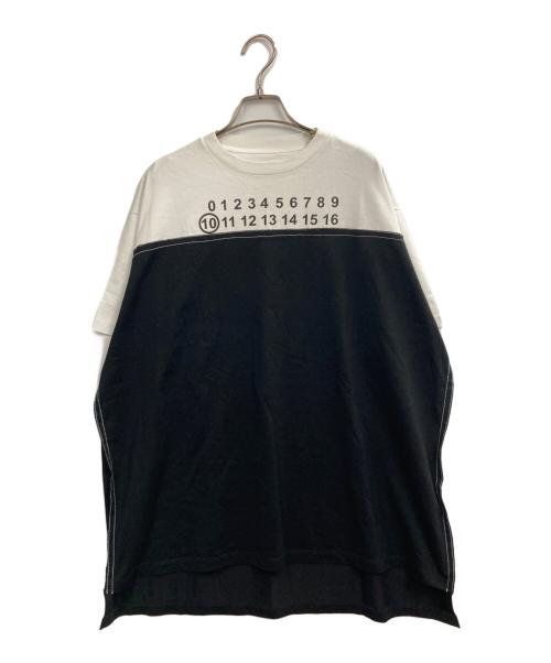 Maison Margiela（メゾンマルジェラ）Maison Margiela (メゾンマルジェラ) Spliced ロゴ プリントTシャツ ブラック×ホワイト サイズ:44の古着・服飾アイテム